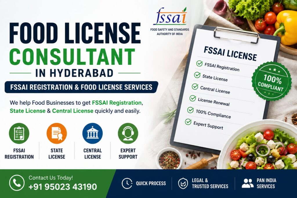 Food License Consultant in Hyderabad providing FSSAI Registration and Food License Services