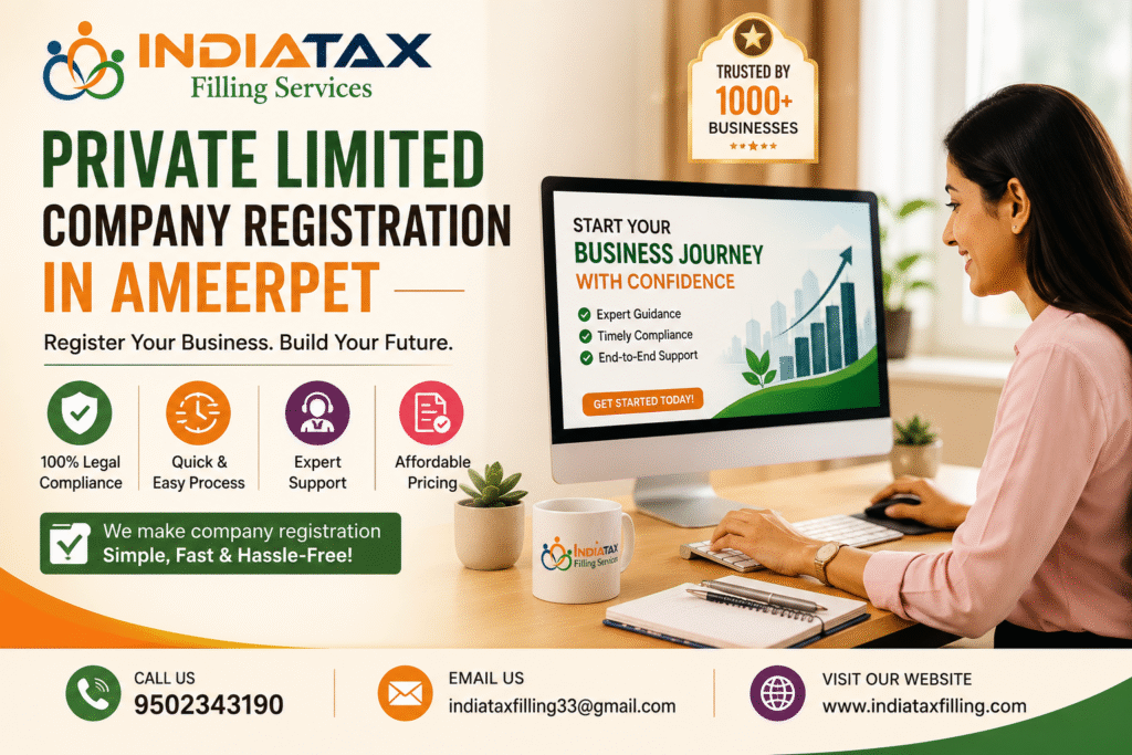 Private Limited Company Registration in Ameerpet by India Tax Filing