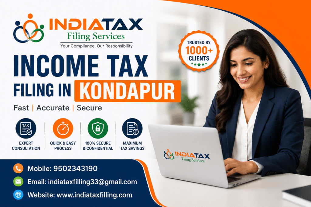 Income Tax Return Filing in Kondapur by expert tax consultants